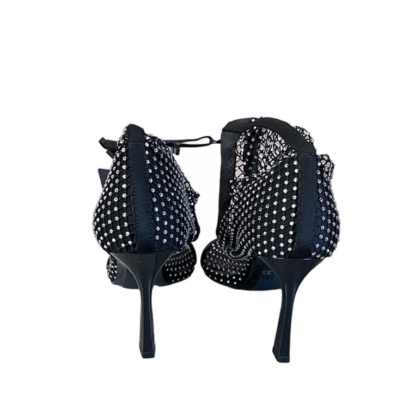 Zara Stretch Mesh Rhinestone Open Toe Stiletto Ankle Booties - Picture 12 of 14